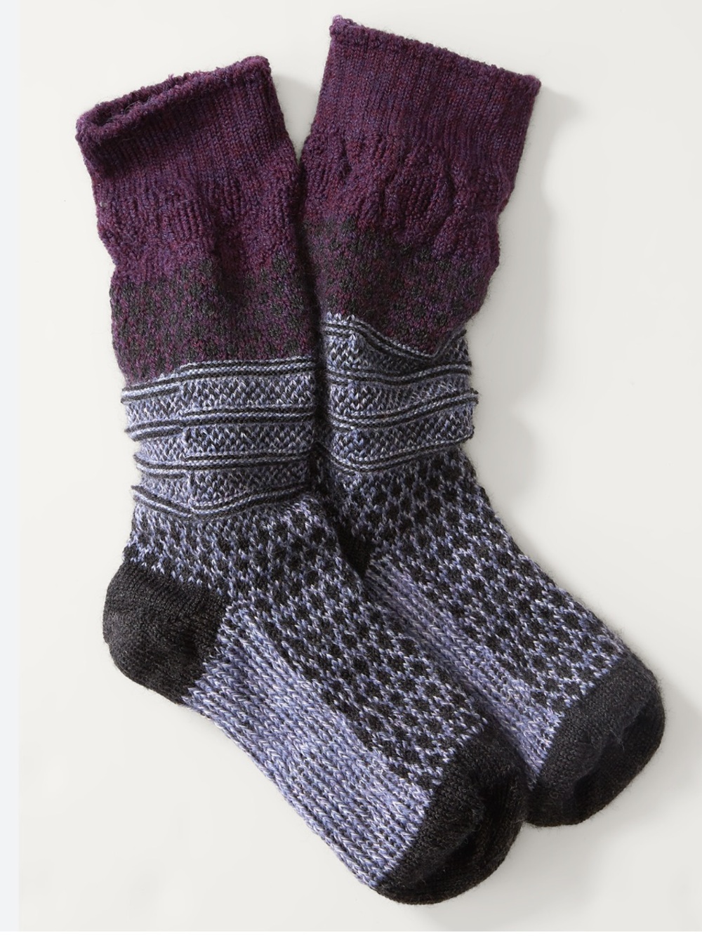 Free People X Smartwool crew Socks in Purple and Gray Pattern NWT
